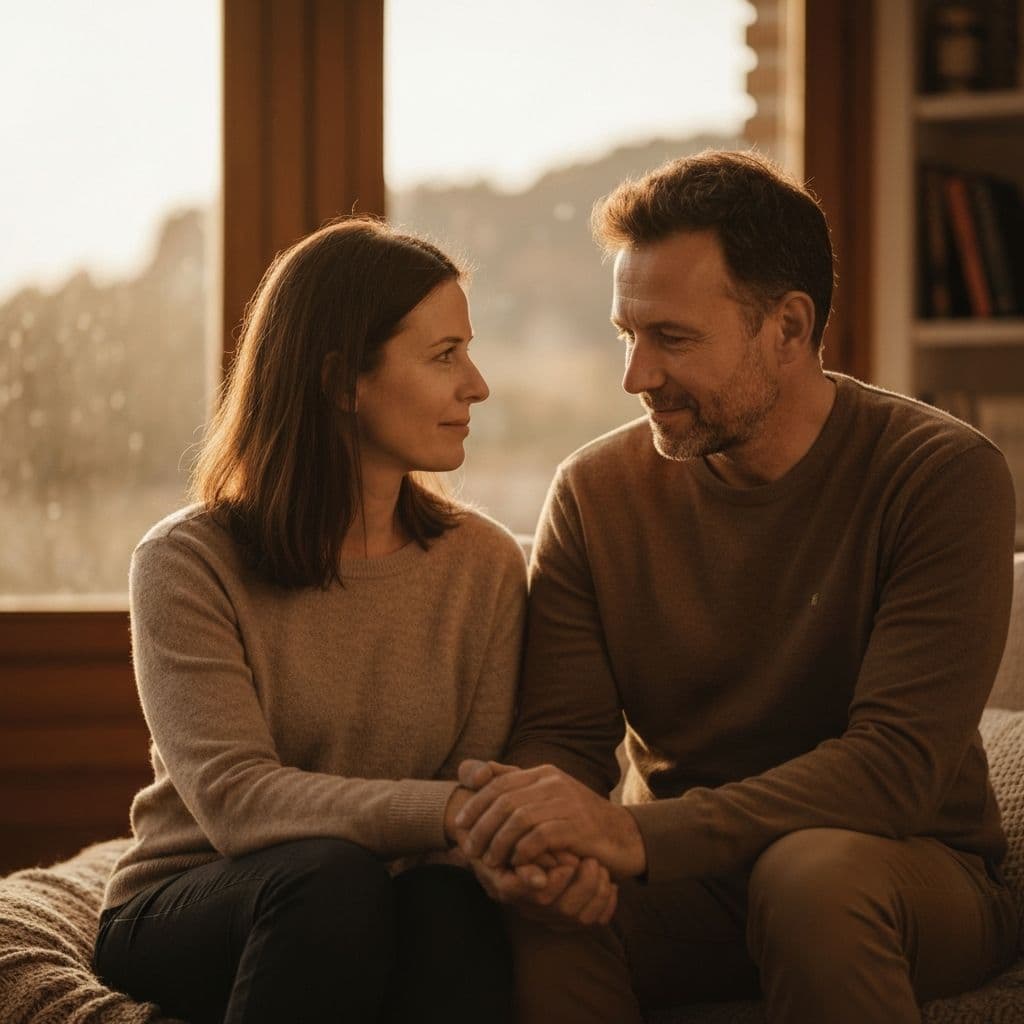 Couple reconnecting with warmth and understanding