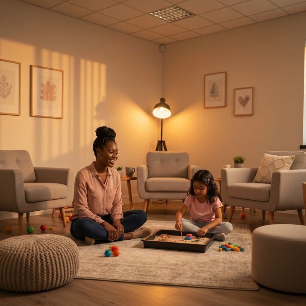 Therapist and child engaged in play therapy